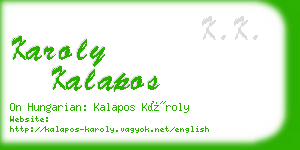 karoly kalapos business card